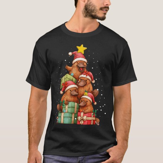 Cute Platypus Le Christmas Tree Xmas Hat  Tシャツ (正面)