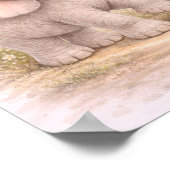 Cute Playful Baby Elephant Nursery Room Kids ポスター (角)