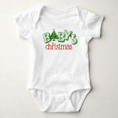 Cute Playful Baby's First Christmas Tree ベビーボディスーツ (正面)