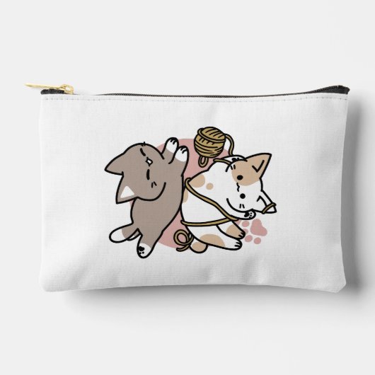 Cute Playful Cats Design – Fun Paws and Play Art アクセサリーポーチ (正面)