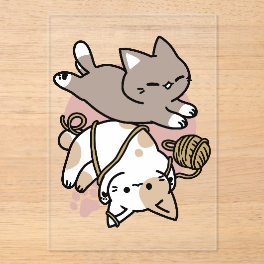 Cute Playful Cats Design – Fun Paws and Play Art アクリル招待状 (正面)