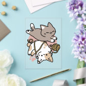 Cute Playful Cats Design – Fun Paws and Play Art アクリル招待状 (インサイチュ (ウェディング))