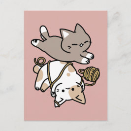 Cute Playful Cats Design – Fun Paws and Play Art シーズンポストカード