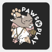 Cute Playful Cats Design – Fun Paws and Play Art スクエアシール (正面)
