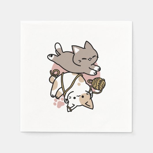 Cute Playful Cats Design – Fun Paws and Play Art スタンダードカクテルナプキン (正面)