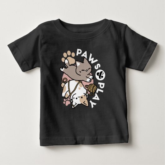 Cute Playful Cats Design – Fun Paws and Play Art ベビーTシャツ (正面)