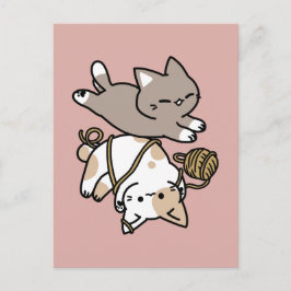 Cute Playful Cats Design – Fun Paws and Play Art ポストカード