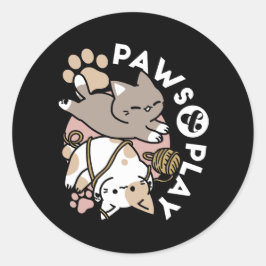 Cute Playful Cats Design – Fun Paws and Play Art ラウンドシール