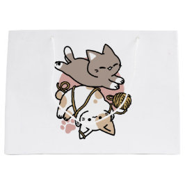 Cute Playful Cats Design – Fun Paws and Play Art ラージペーパーバッグ