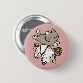 Cute Playful Cats Design – Fun Paws and Play Art 缶バッジ (正面&裏面)