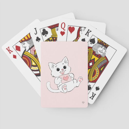 Cute Playful Kitten Whimsical Love Pink Playing  トランプ (裏面)
