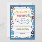 Cute Playful Science Lab Kids Birthday Party 招待状 (正面)