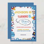 Cute Playful Science Lab Kids Birthday Party  招待状 (正面/裏面)