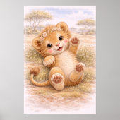 Cute Playing Baby Lion Nursery Room Kids ポスター (正面)