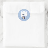 Cute Polar Bear Barista ラウンドシール (バッグ)