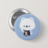 Cute Polar Bear Barista 缶バッジ (正面&裏面)
