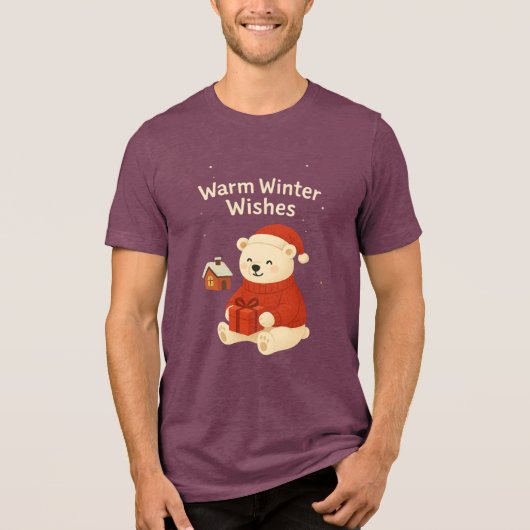 Cute Polar Bear Christmas – Cozy Winter Gift Desig トライブレンドＴシャツ (正面)
