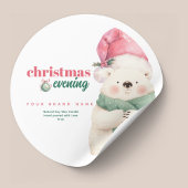 Cute Polar Bear Christmas Evening Candle Jar Label ラウンドシール