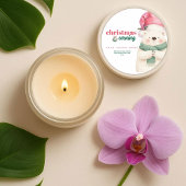 Cute Polar Bear Christmas Evening Candle Jar Label ラウンドシール