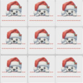 Cute Polar Bear Christmas Label シール (正面)