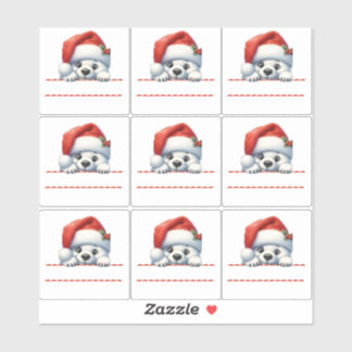 Cute Polar Bear Christmas Label シール