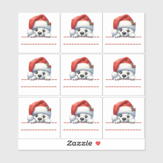 Cute Polar Bear Christmas Label シール (シート)