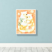 Cute Polar Bear Family Vertical Poster Wall Art キャンバスプリント (インサイチュ (ウッドフロア))