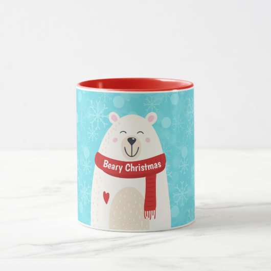 Cute Polar Bear Holiday Art Personal Mug Cup マグカップ (中央)