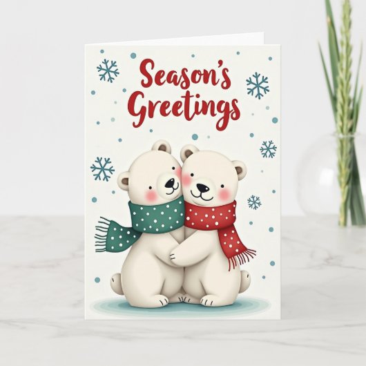 Cute Polar Bear Holiday Card カード (正面)