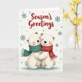 Cute Polar Bear Holiday Card カード (黄色い花)