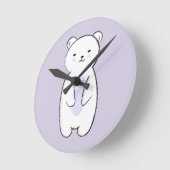 Cute Polar Bear Illustration ラウンド壁時計 (傾斜)