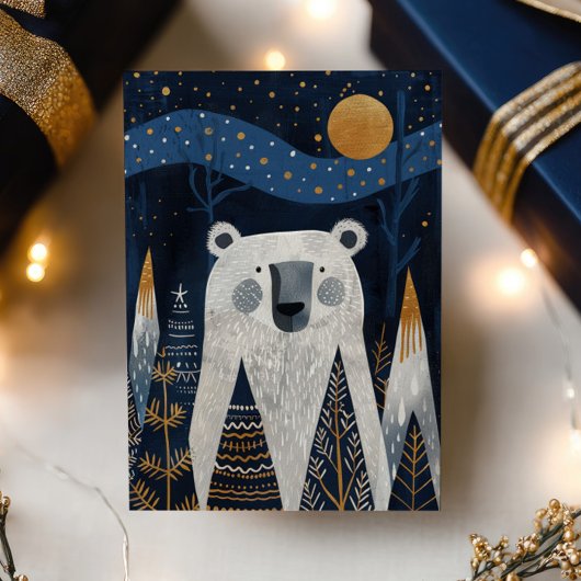 Cute Polar Bear Nordic Winter Merry Christmas  シーズンカード
