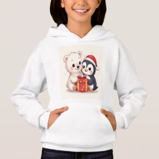 Cute Polar Bear Penguin Kids Hoodie