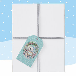 Cute Polar Bear Personalize Text Christmas ギフトタグ