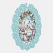 Cute Polar Bear Personalize Text Christmas Tag オーナメントカード (右)