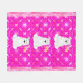 Cute Polar Bear Pink Floral Fleece Blanket フリースブランケット (正面(横))