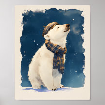 Cute Polar Bear Poster  Animal Nursery Wall Art