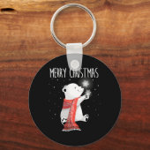 Cute Polar Bear Scarf Merry Christmas Xmas Holiday キーホルダー (正面)