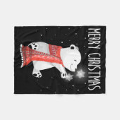Cute Polar Bear Scarf Merry Christmas Xmas Holiday フリースブランケット (正面(横))