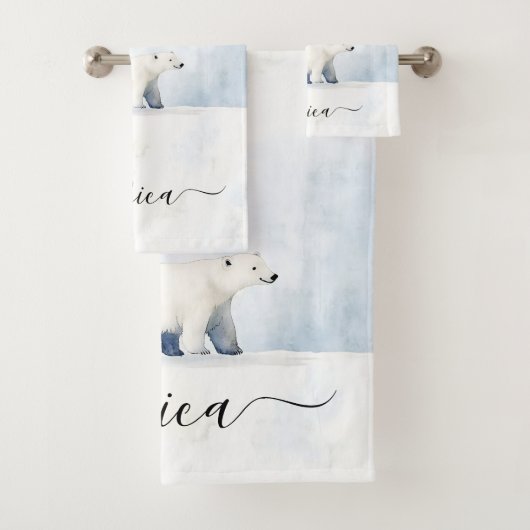 Cute polar bear script name バスタオルセット (インサイチュ)