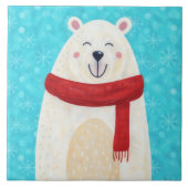 Cute Polar Bear Snow Winter Decorative Tile タイル (正面)