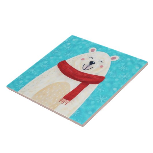Cute Polar Bear Snow Winter Decorative Tile タイル (側面)