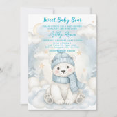 Cute Polar Bear Winter Baby shower Animal Blue  招待状 (正面)
