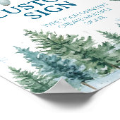 Cute Polar Bear Winter Birthday Custom Sign ポスター (角)