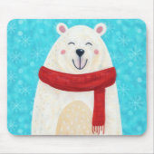 Cute Polar Bear Winter Mousepad マウスパッド (正面)