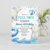 Cute polar bear winter pool theme invite 招待状 (スタンド正面)
