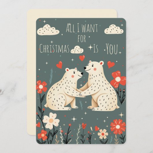 Cute Polar Bears Christmas Card シーズンカード (正面/裏面)