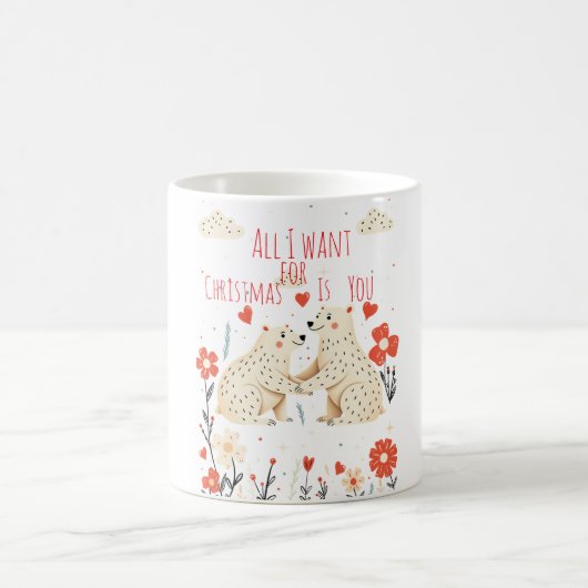 Cute Polar Bears Christmas Mug コーヒーマグカップ (中央)