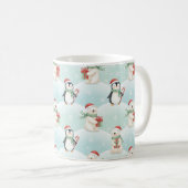 Cute Polar Bears & Penguins Christmas Pattern Mug コーヒーマグカップ (正面右)