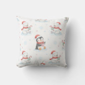 Cute Polar Bears & Penguins Christmas Throw Pillow クッション (正面)